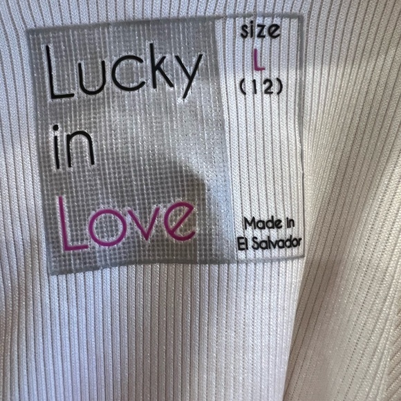 Lucky in Love ladies athletic tank top. Royal blue & white w orange detailing. - Picture 2 of 11